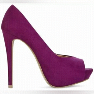 Justfab purple Bettie faux suede high heel platform pumps Sz 8.5
